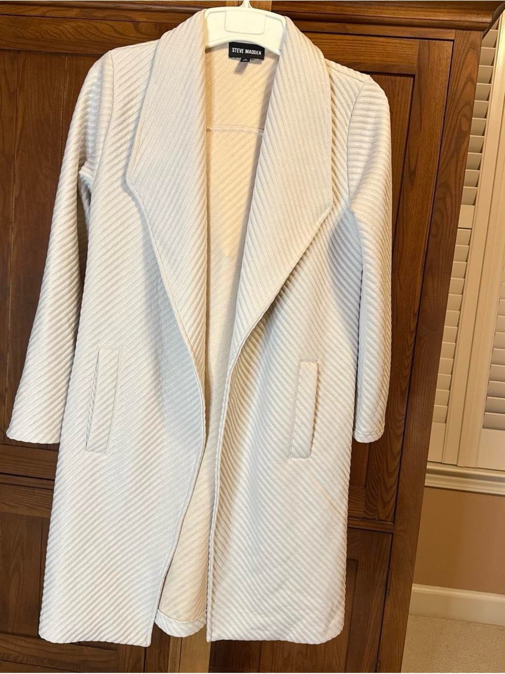 Steve Madden Cream Ribbed Trench Coat
